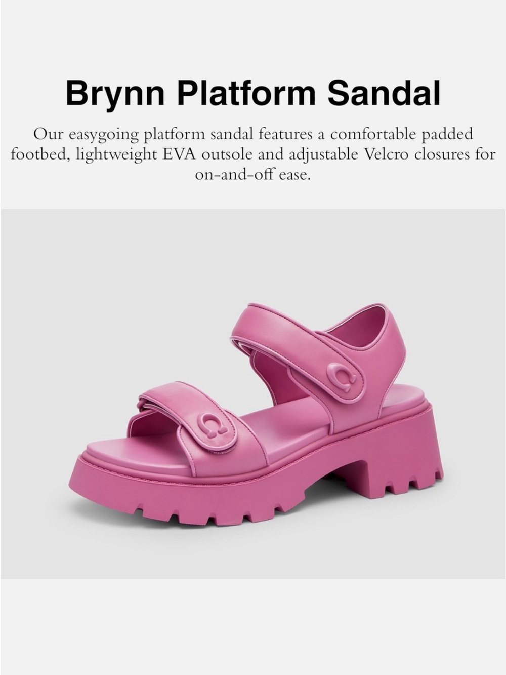 COACH Women's Pink Berry Brynn Double-Band Sporty Lug-SoleChunky Platform Sandal - Picture 8 of 16